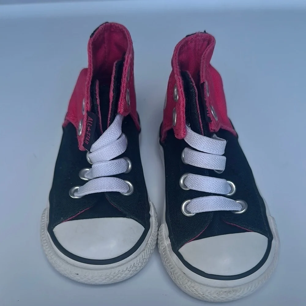 Converse Black and Pink High-Top Sneakers Classic Design